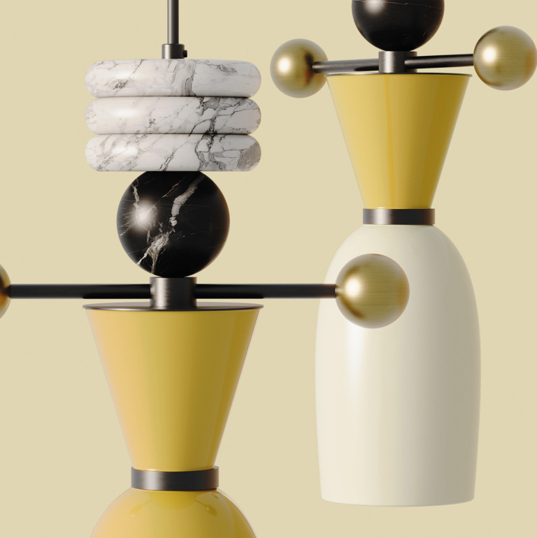 Aromas :: Lampa wisząca Nuro beżowa / brązowy marmur