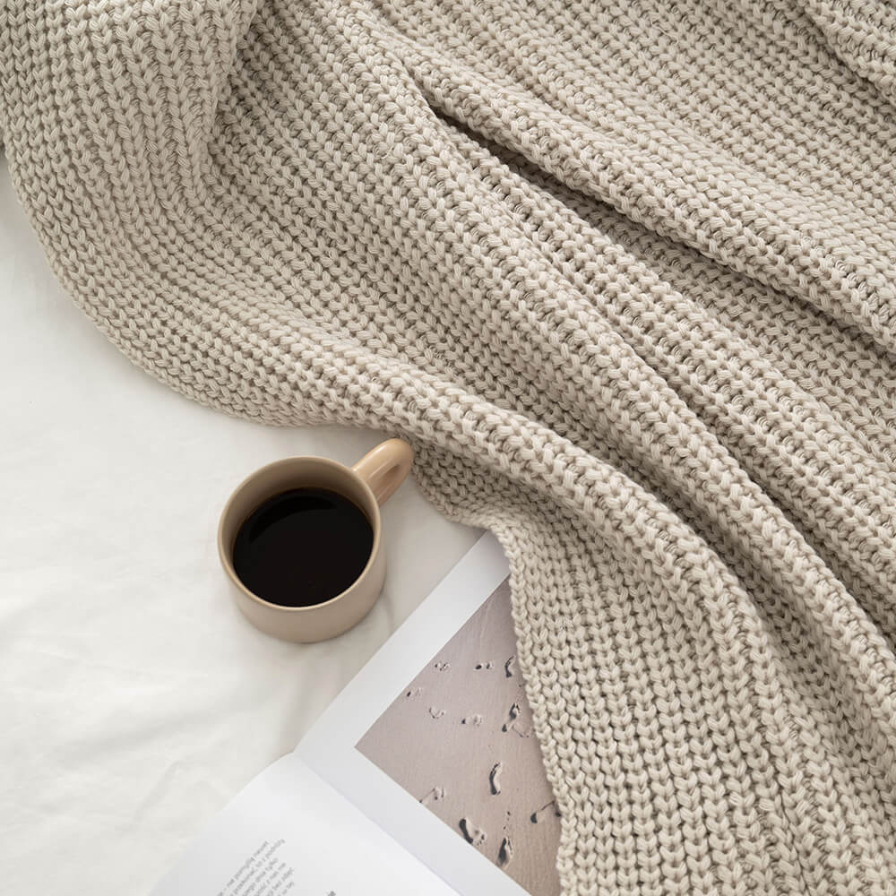 Moyha :: Cream blanket with wool weave 130 x 170 cm