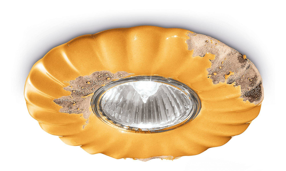 Ferroluce :: Gelbe Vintage-Einbauleuchte, Durchmesser 12 cm