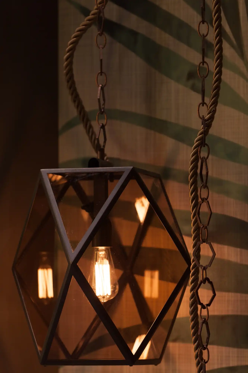 Contardi :: Muse Lantern So outdoor hanging lamp, width 40 cm, size M, brown and amber