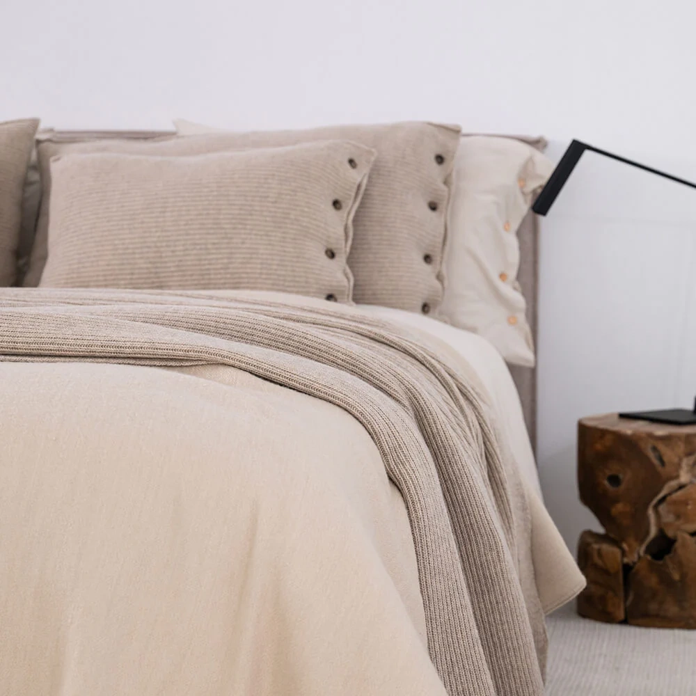 Moyha :: Pled z wełną klasyczny Premium beżowy 130x220 cm