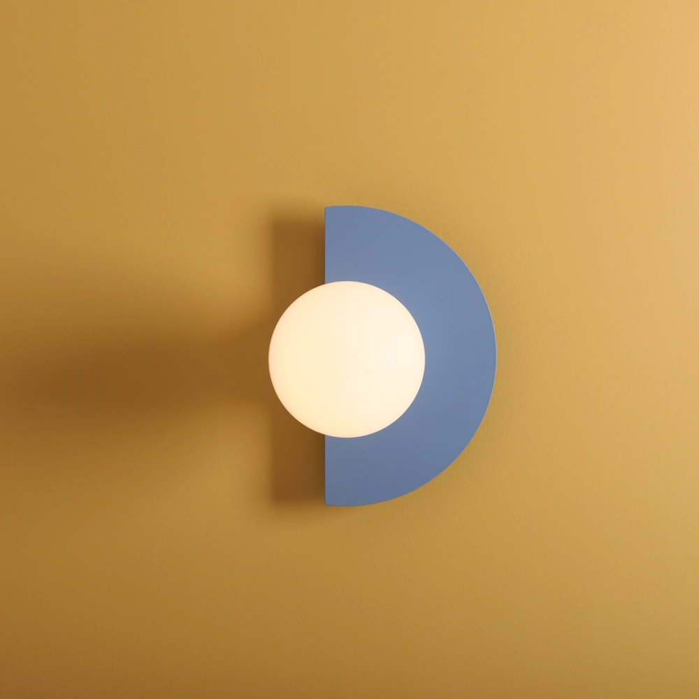 Artera: blue wall lamp LOOP WALL DUSTY BLUE 50 cm diameter