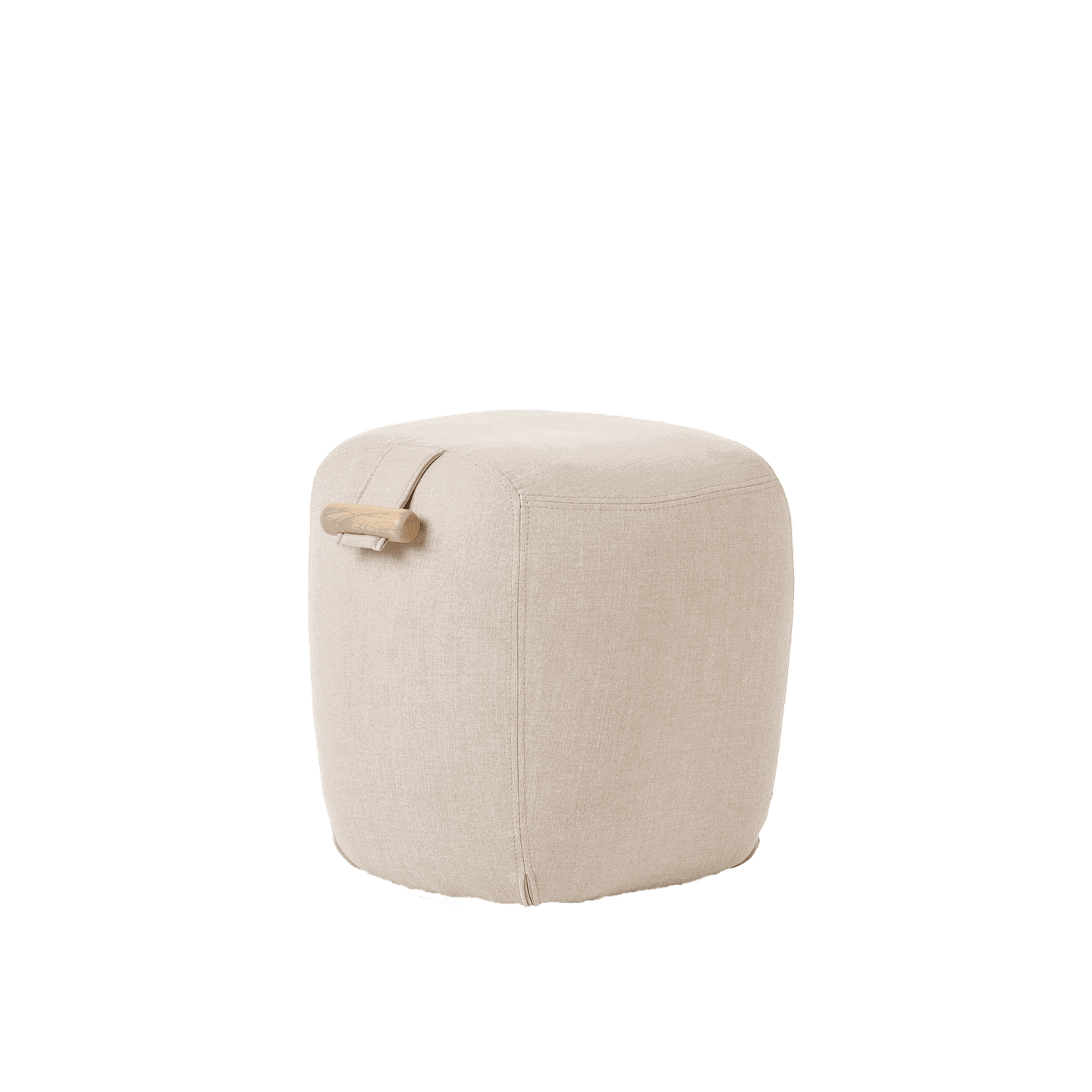 Mobitec :: Thalia upholstered pouf, gray, height 50 cm, with wooden handle