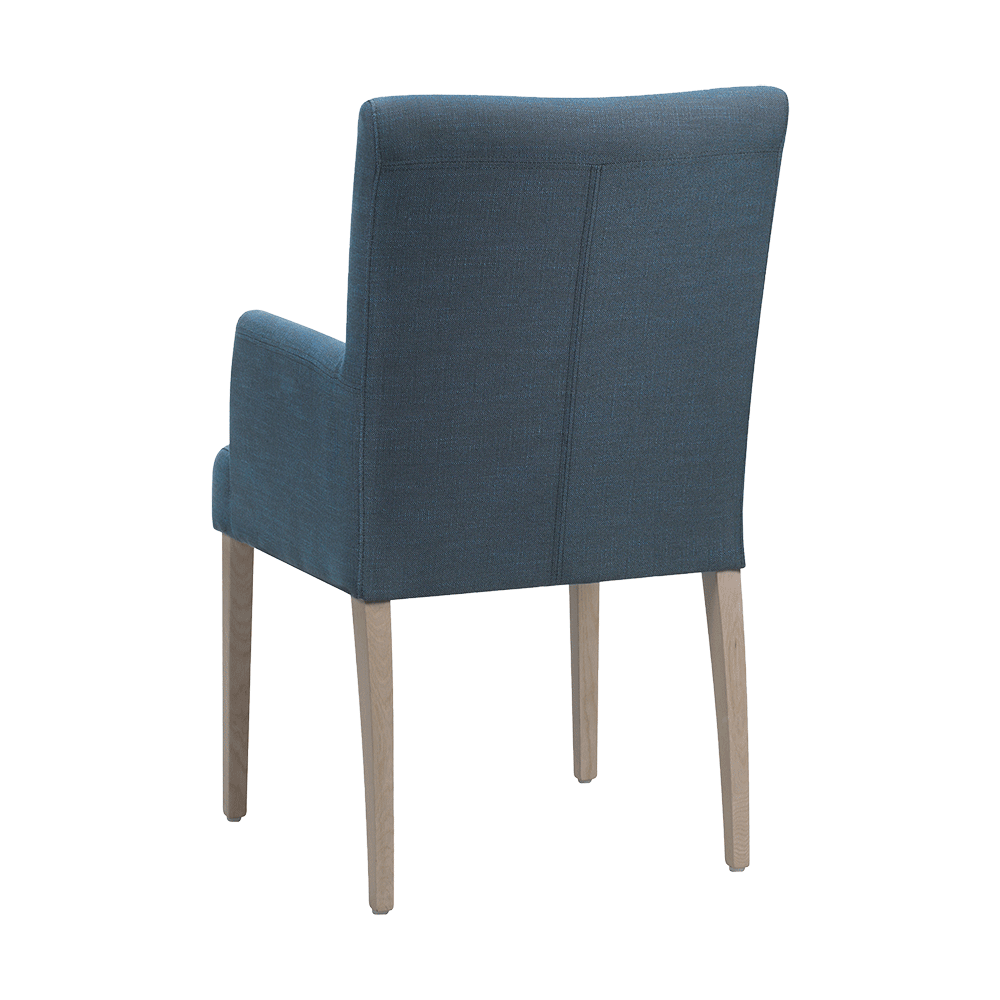 Mobitec :: Shanna C05 blue upholstered chair with armrests, width 57 cm, wooden legs