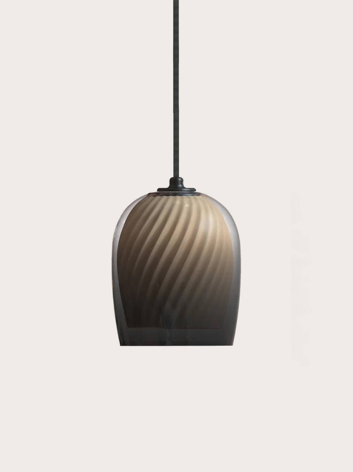 Robin :: Lampa wisząca Bruma śr. 19 cm dymione szkło / ostrygowe wnętrze