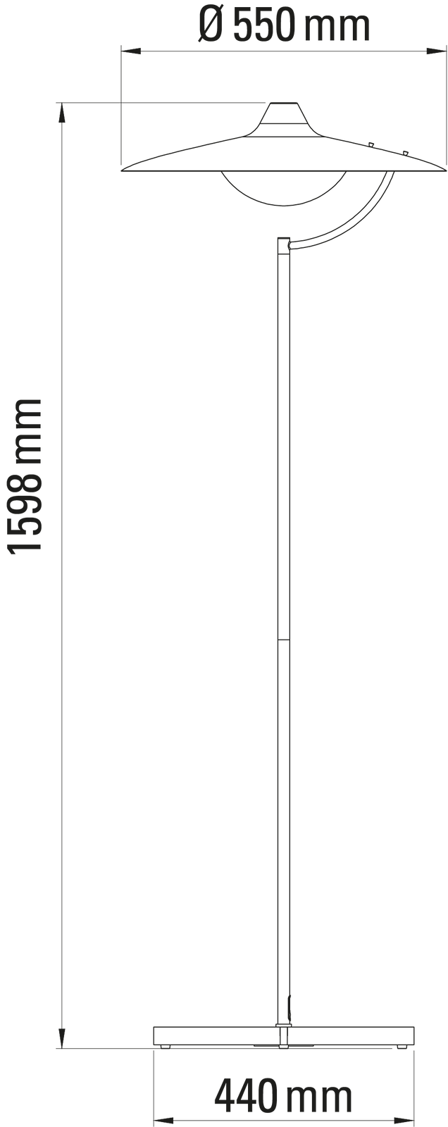 DCW:: Biny Stehleuchte schwarz, Höhe 159,8 cm