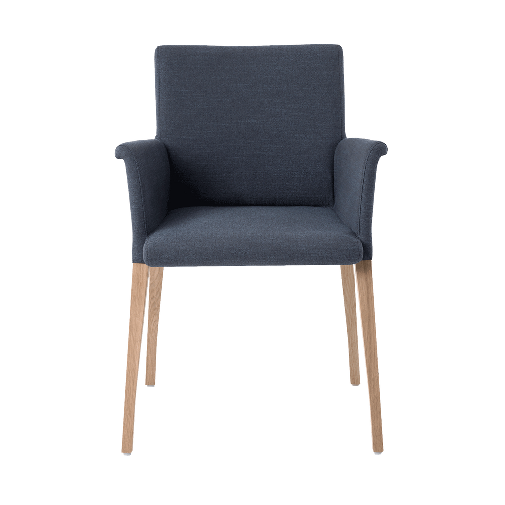 Mobitec :: Pure Classic C02 gray upholstered chair with armrests, 59 cm wide, wooden legs