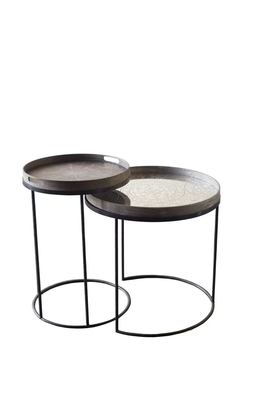 Ethnicraft :: Zestaw dwóch stolików Round Tray okrągłe rozm. S i L (bez tac)