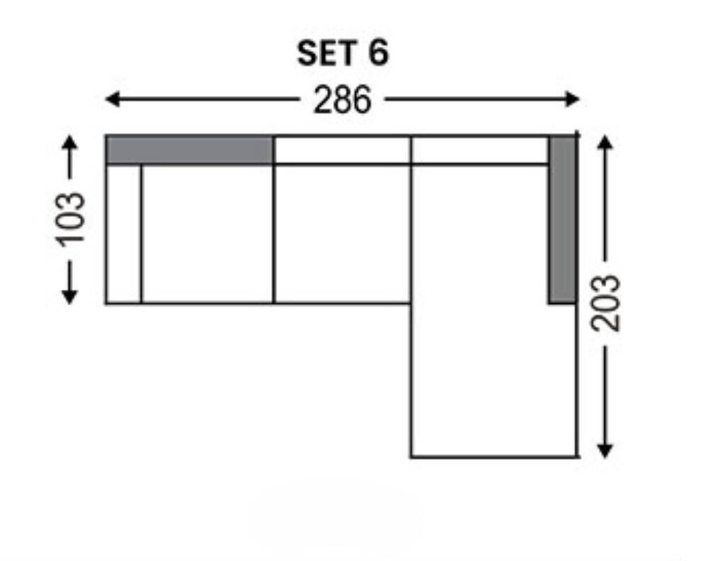 Nordic Line :: Corner sofa / left corner sofa upholstered Study gray width 286 cm