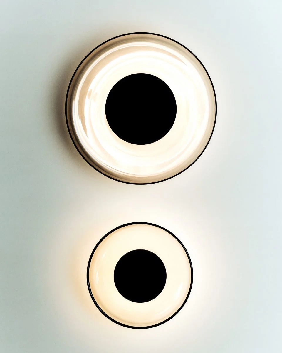 Marset :: Aura On/Off Wall Lamp/Sconce, Black/Transparent, Diameter 25.3 cm