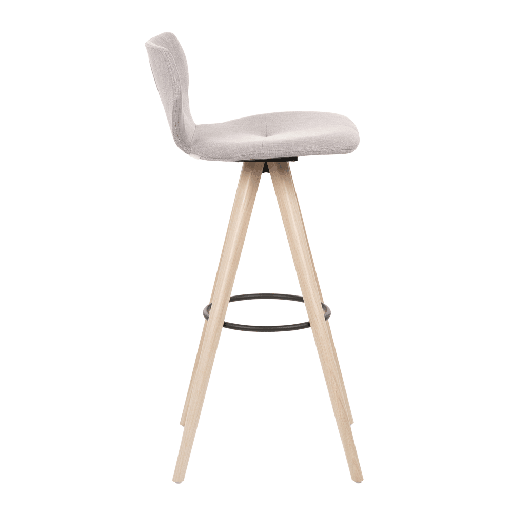 Mobitec :: Upholstered bar stool / bar stool Mood 91, height 102 cm, gray, wooden legs
