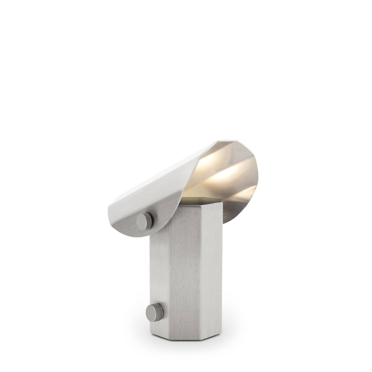 Kaspa :: Tragbare Lampe Apolin, Höhe 18 cm, gebürsteter Stahl