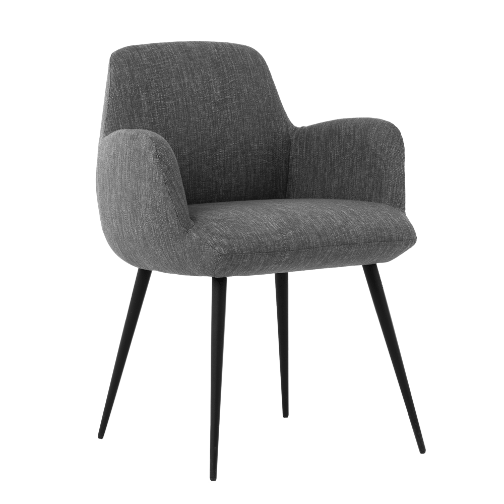 Mobitec :: Mood 101 upholstered chair, gray, with armrests, 61 cm wide, metal legs