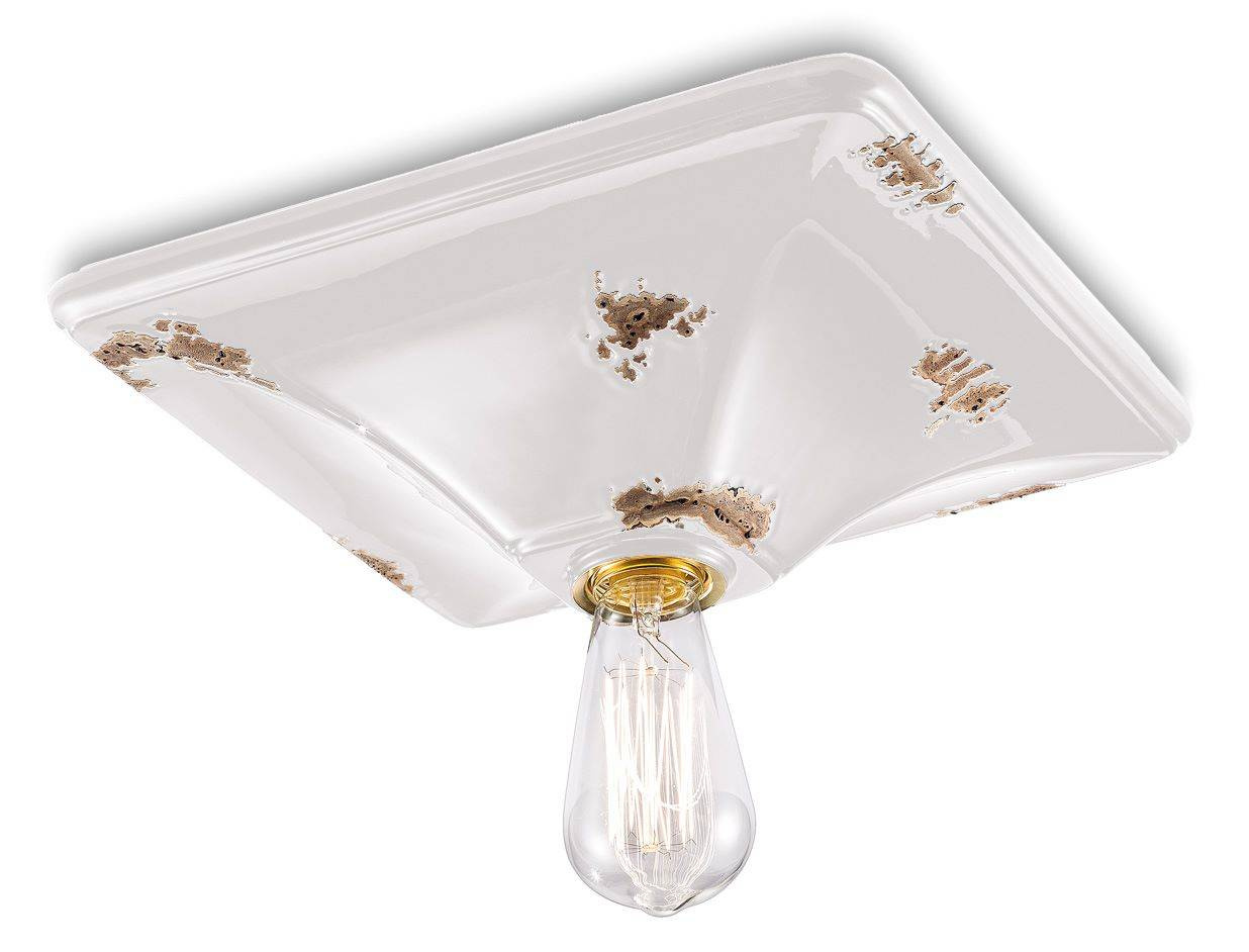 Ferroluce :: Vintage white ceiling lamp, width 31 cm