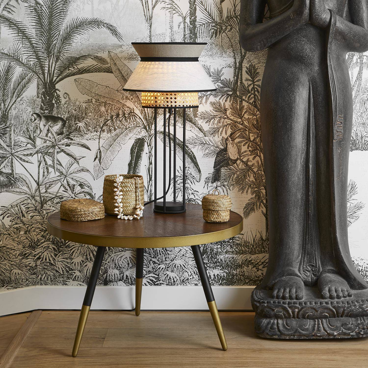 Market Set :: Tischlampe Leinwand Singapour Höhe 56 cm multi gelöscht