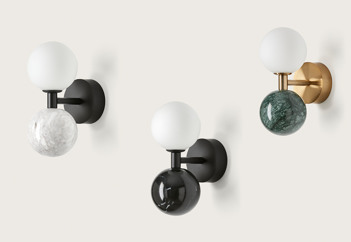 Aromas :: Lampa ścienna / kinkiet Dalt brązowy marmur złoty metal wys. 23,2 cm