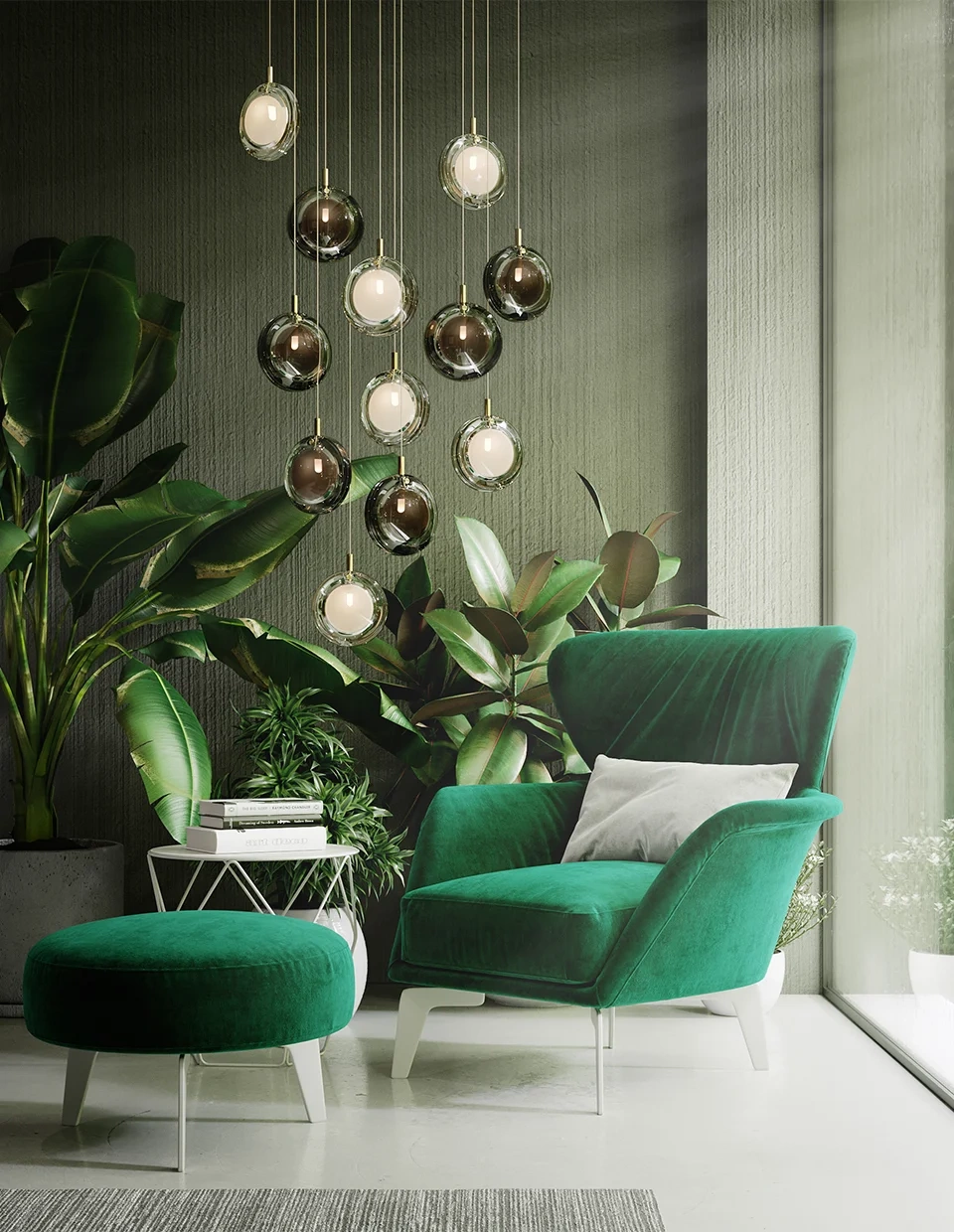 Bomma :: Lens Single hanging lamp, diameter 16 cm, white and anthracite