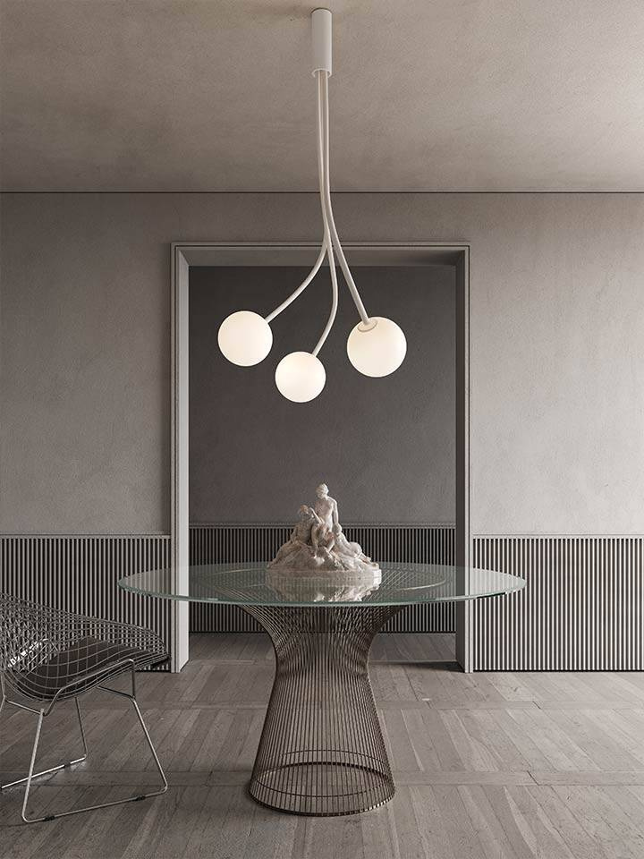 Karman :: Moony 3 ceiling lamp, height 150 cm, white