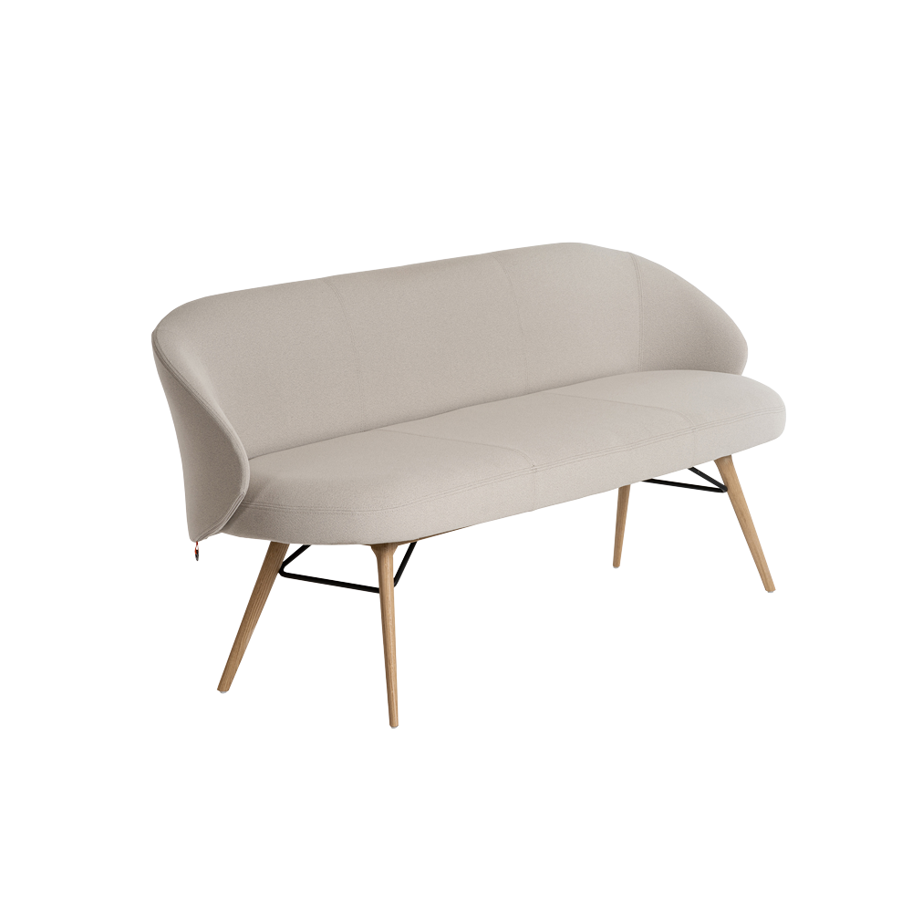 Mobitec :: 3-seater upholstered sofa/bench Neo B08, width 190 cm, gray, with wooden legs