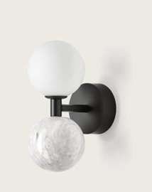 Aromas :: Dalt wall lamp / sconce, height 23.2 cm, white marble, black metal