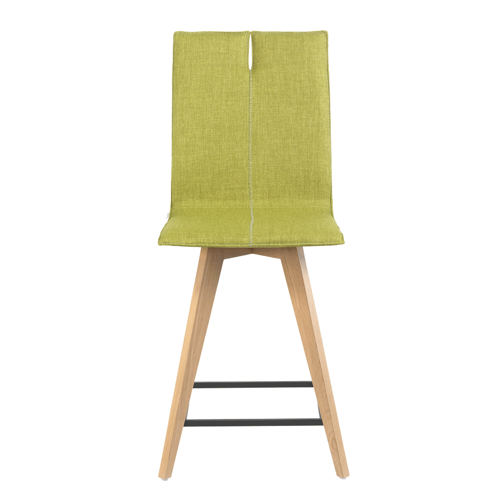 Mobitec :: Upholstered bar stool / bar stool Mood 31, height 108 cm, green, wooden legs