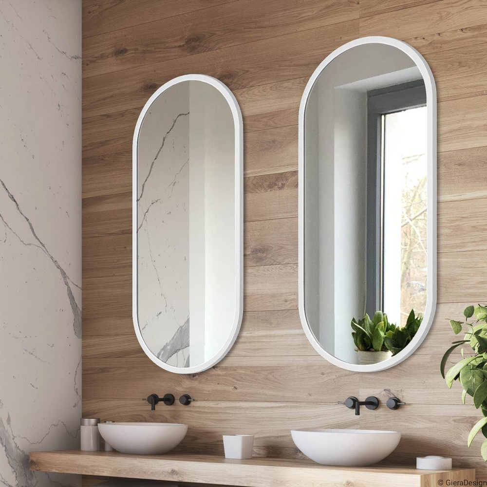 GieraDesign :: Wall mirror Ambient in a white oval frame 40x105 cm