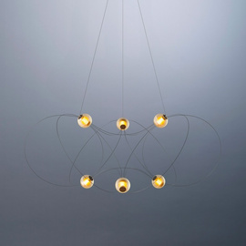 DCW:: Collection Eric de Dormael Broche hanging lamp, gold, size M, width 133 cm