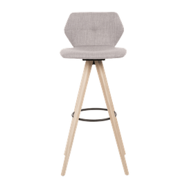 Mobitec :: Upholstered bar stool / bar stool Mood 91, height 102 cm, gray, wooden legs