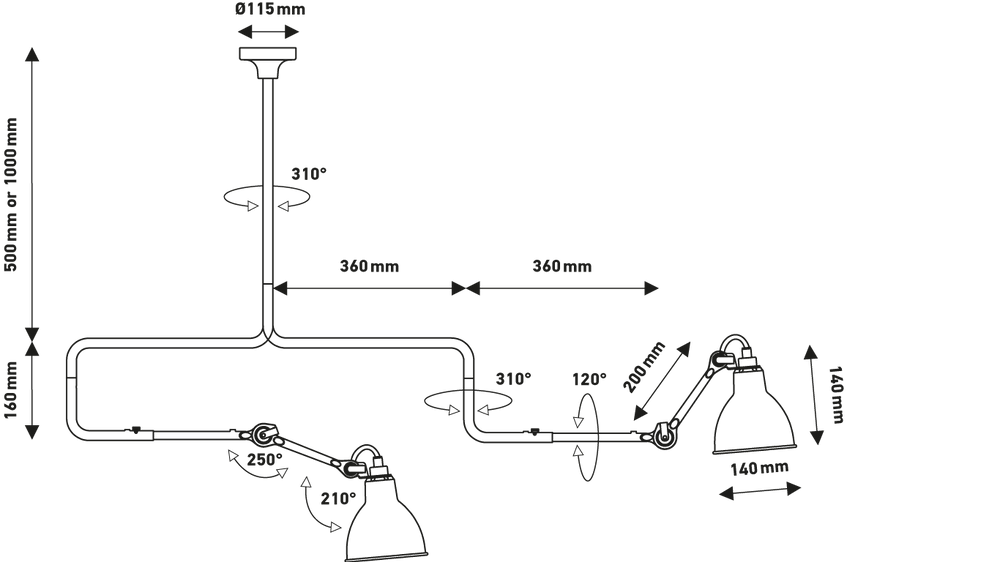 DCW:: Lampe Gras N°312 Deckenleuchte schwarz Durchmesser 14 cm