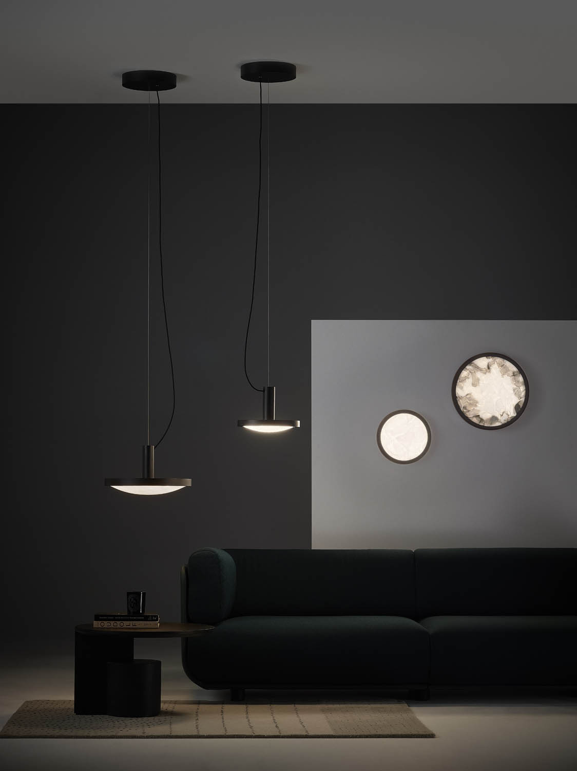 Brokis :: Convex wall lamp, diameter 42.6 cm, transparent black