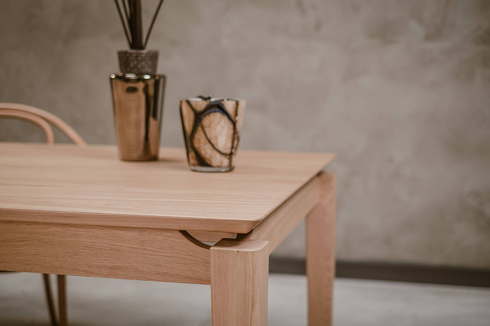 Selfia :: Chamfer oak wooden table - also available as an extendable version