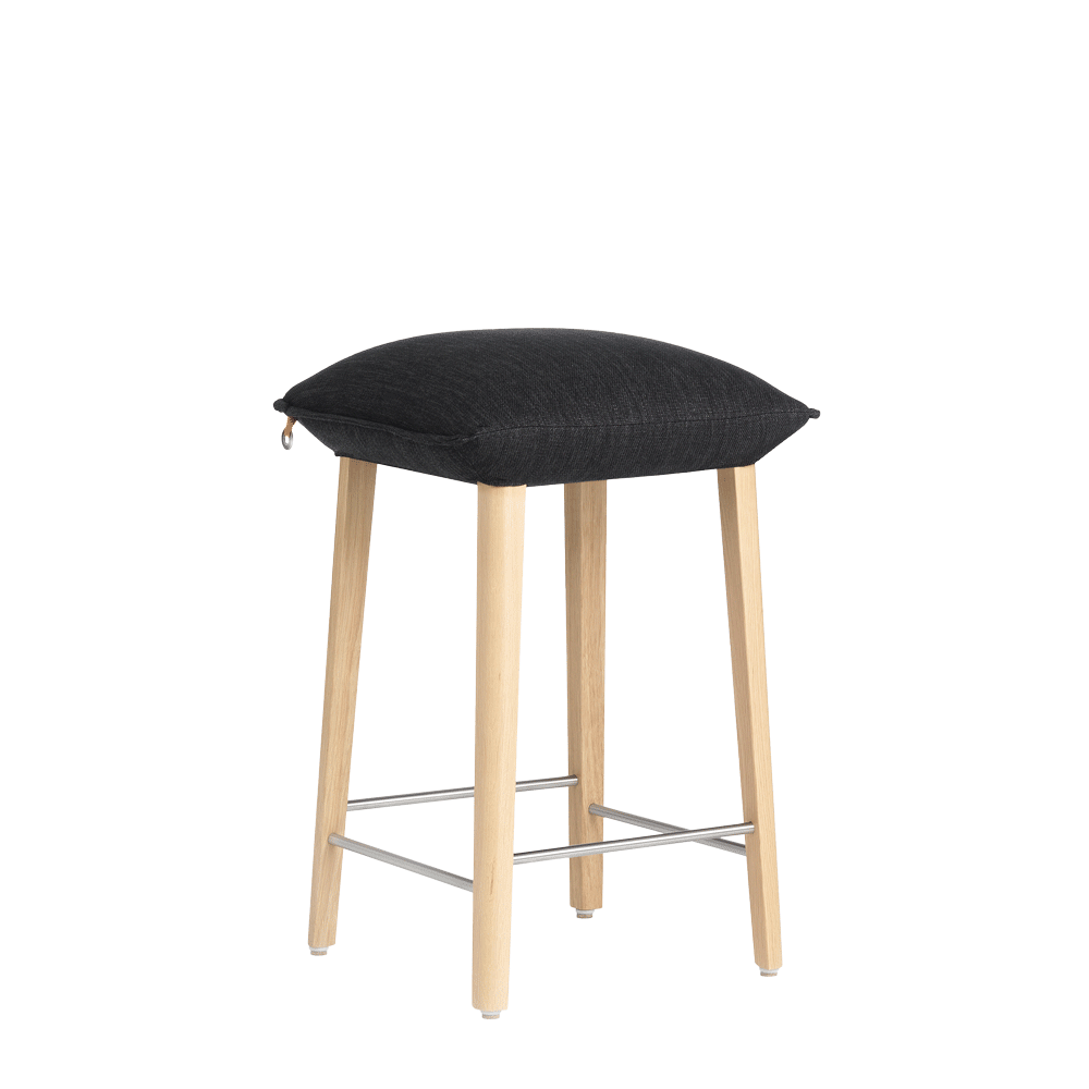Mobitec :: Upholstered bar stool / stool Soft C34, height 65 cm, black, wooden legs