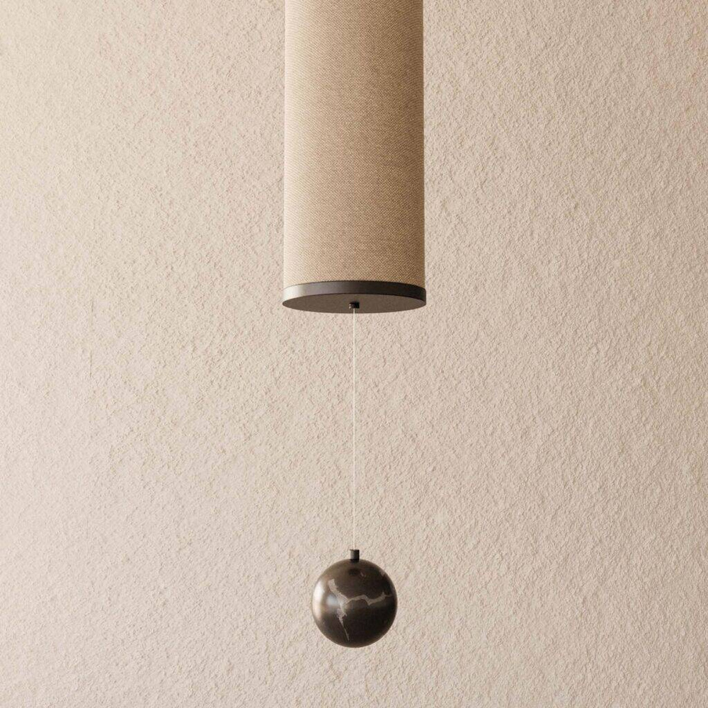 Aromas :: Nooi hanging lamp with linen shade, diameter 16.5 cm, vertical, with metal ball