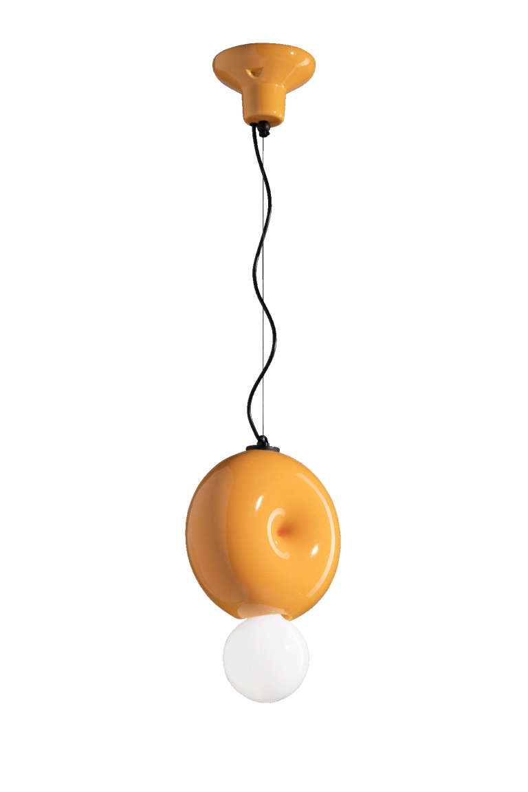 Ferroluce :: Bumbum hanging lamp, diameter 25 cm, ceramic, yellow