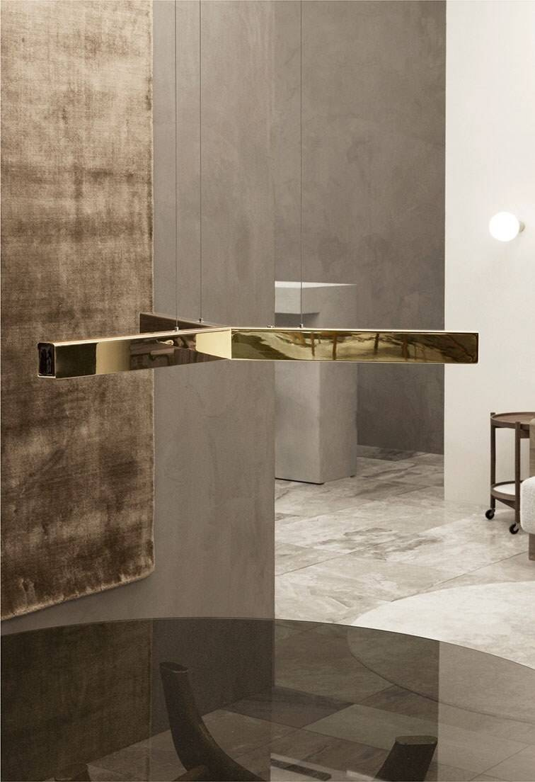 Anour :: Y-Model hanging lamp, diameter 80 cm, polished brass