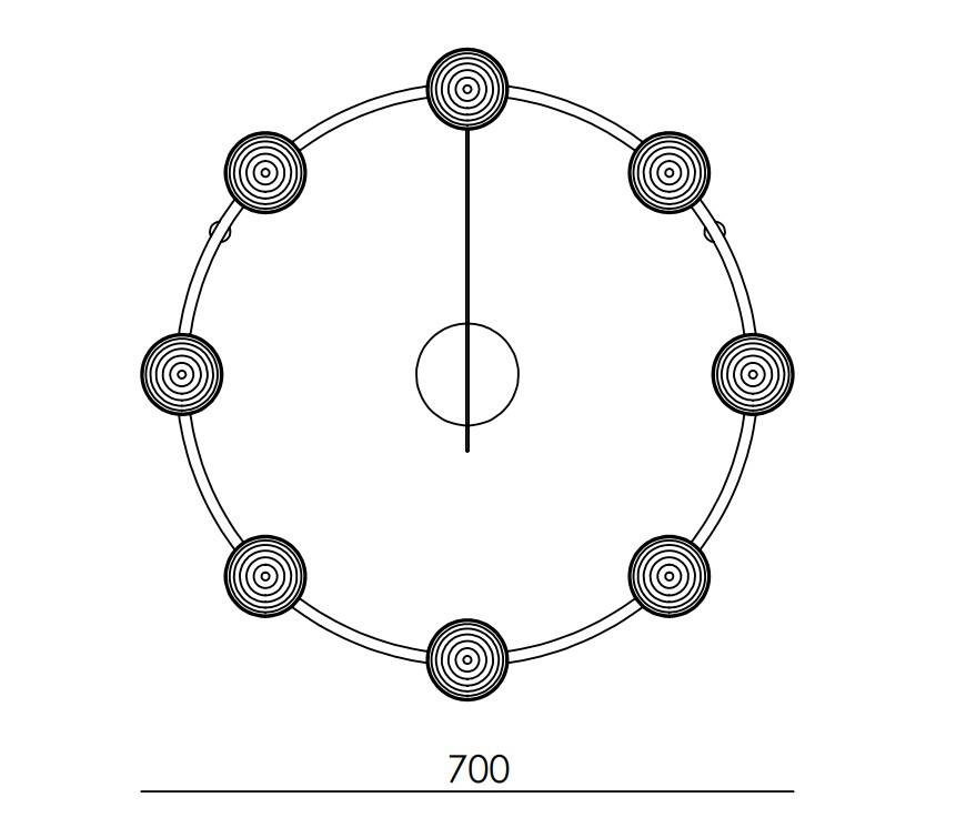 Aromas :: Hado 8 Pendelleuchte/Kronleuchter, Durchmesser 70 cm, Gold