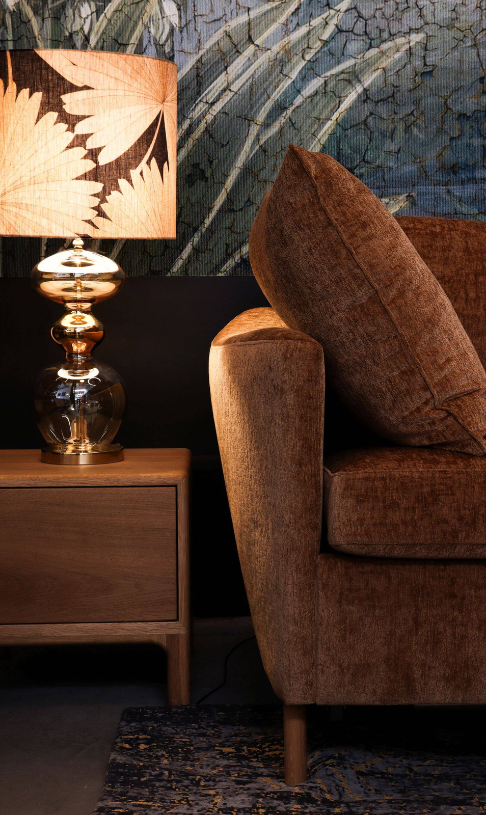 Sits :: Frances upholstered sofa with sleeping function and two pillows, brown, width 198 cm