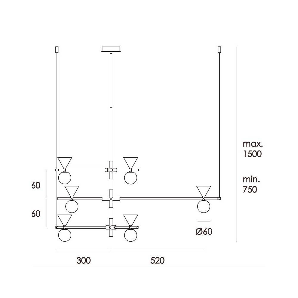 Aromas :: Pendant lamp Oneta gold and black width 91,5 cm