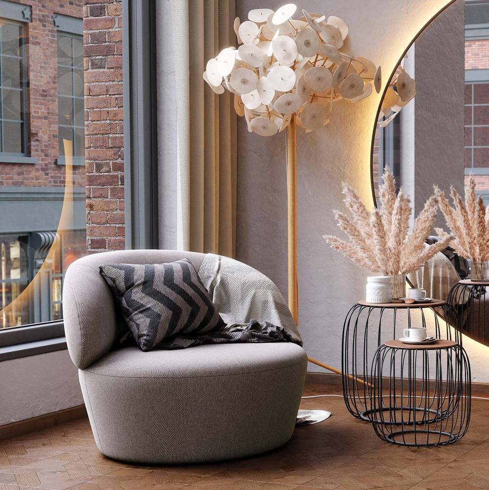 Claudie :: Vibo swivel chair, upholstered, color to choose, width 94 cm