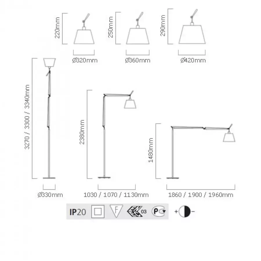 Artemide :: Floor lamp Tolomeo Mega with on/off switch 42 cm