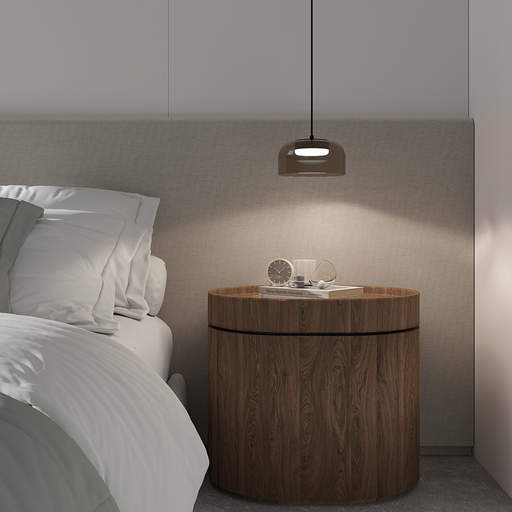 Aromas:: Ipon pendant lamp, smoked gray, black metal shade