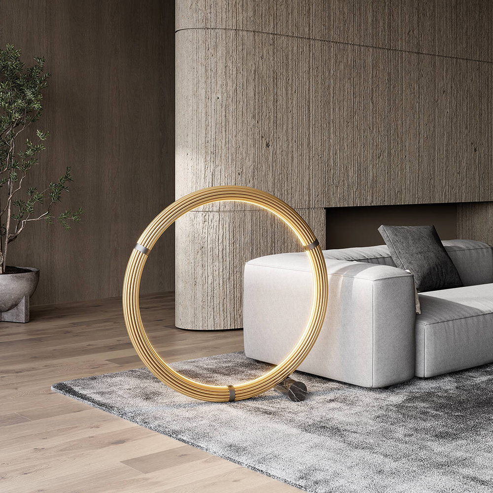 Aromas :: Elli round LED floor lamp, diameter 107..5 cm, gold