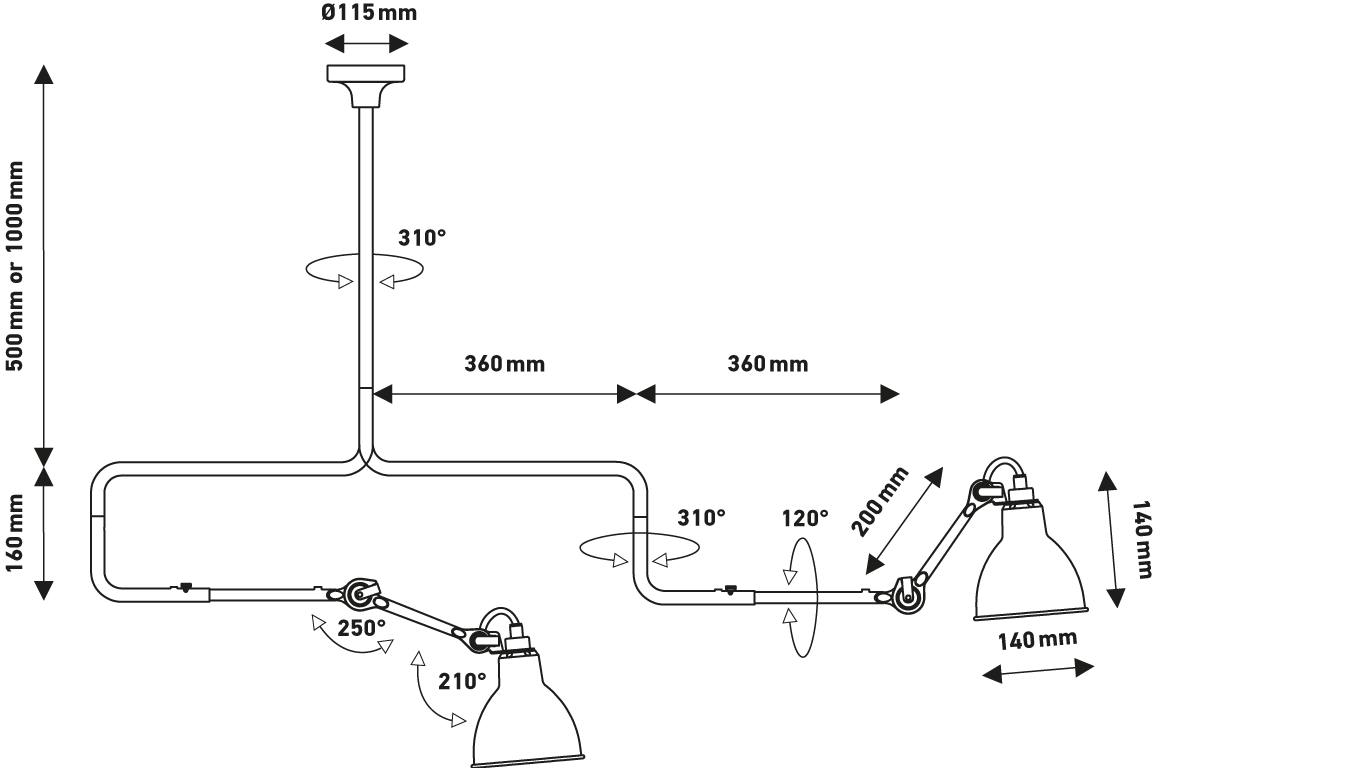 DCW:: Lampe Gras N°312 ceiling lamp black diameter 14 cm