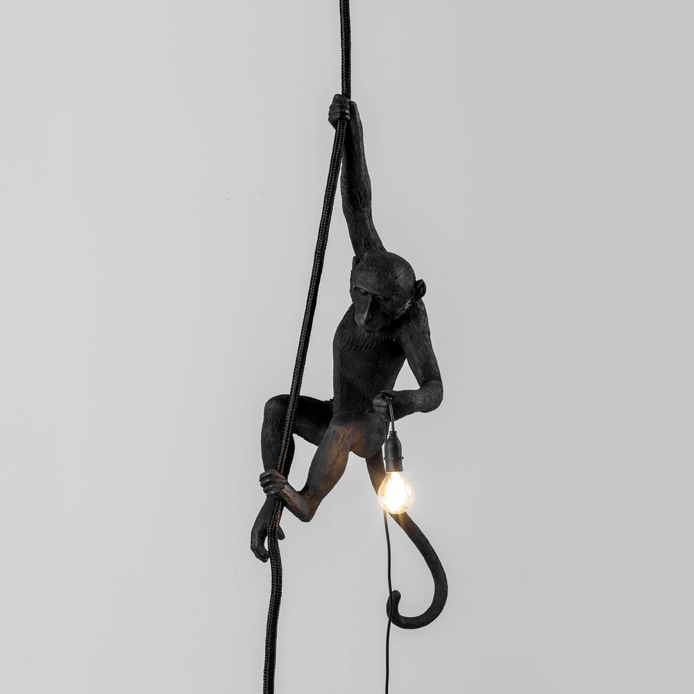 Seletti :: Deckenlampe aus Harz Monkey With Rope schwarz