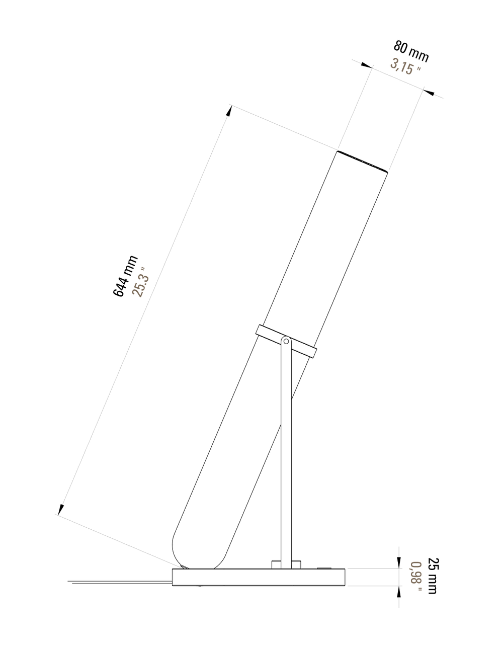 DCW:: La lampe Frechin Tischleuchte, gold, Höhe 65 cm