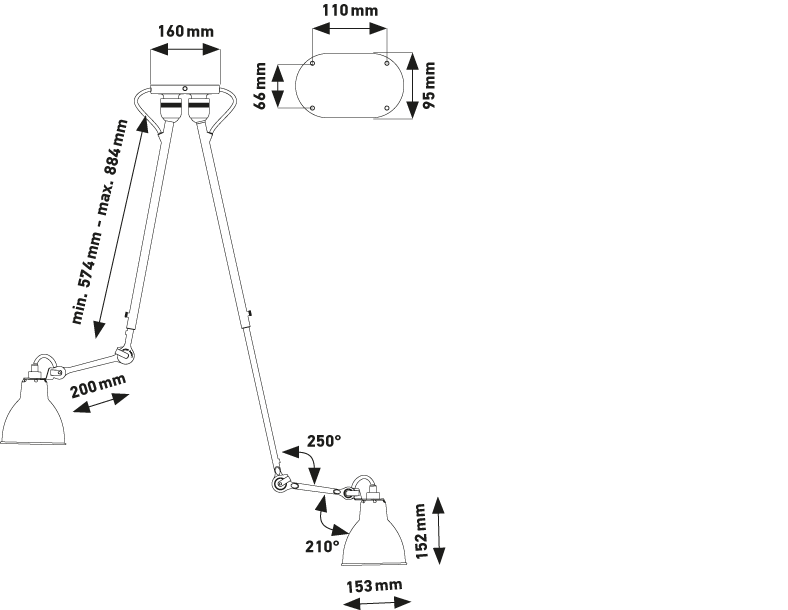 DCW:: Les doubles de Gras Deckenleuchte Nr. 302 schwarz, Schirmdurchmesser 14 cm