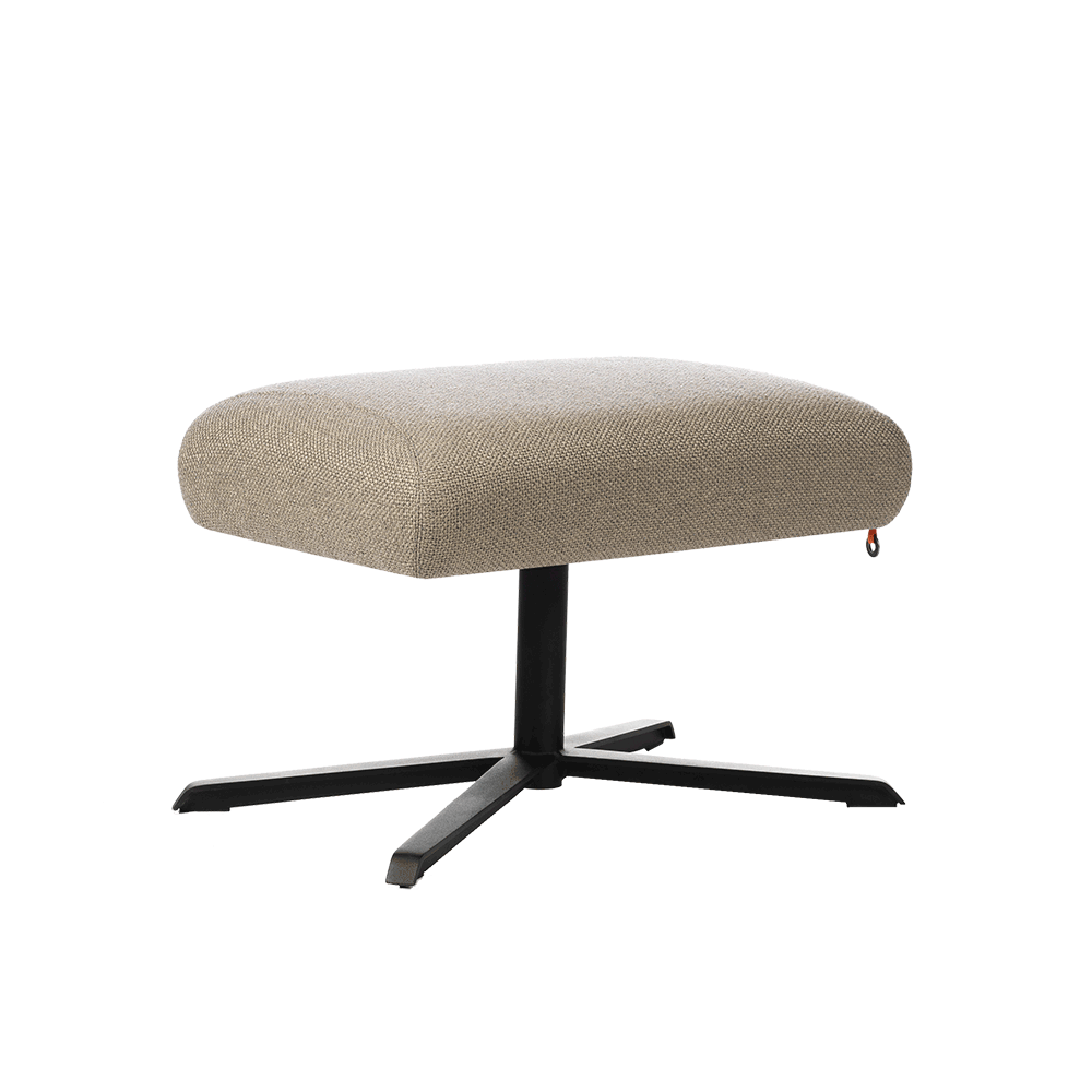 Mobitec :: Enora upholstered footstool, grey, on a metal base, height 45 cm