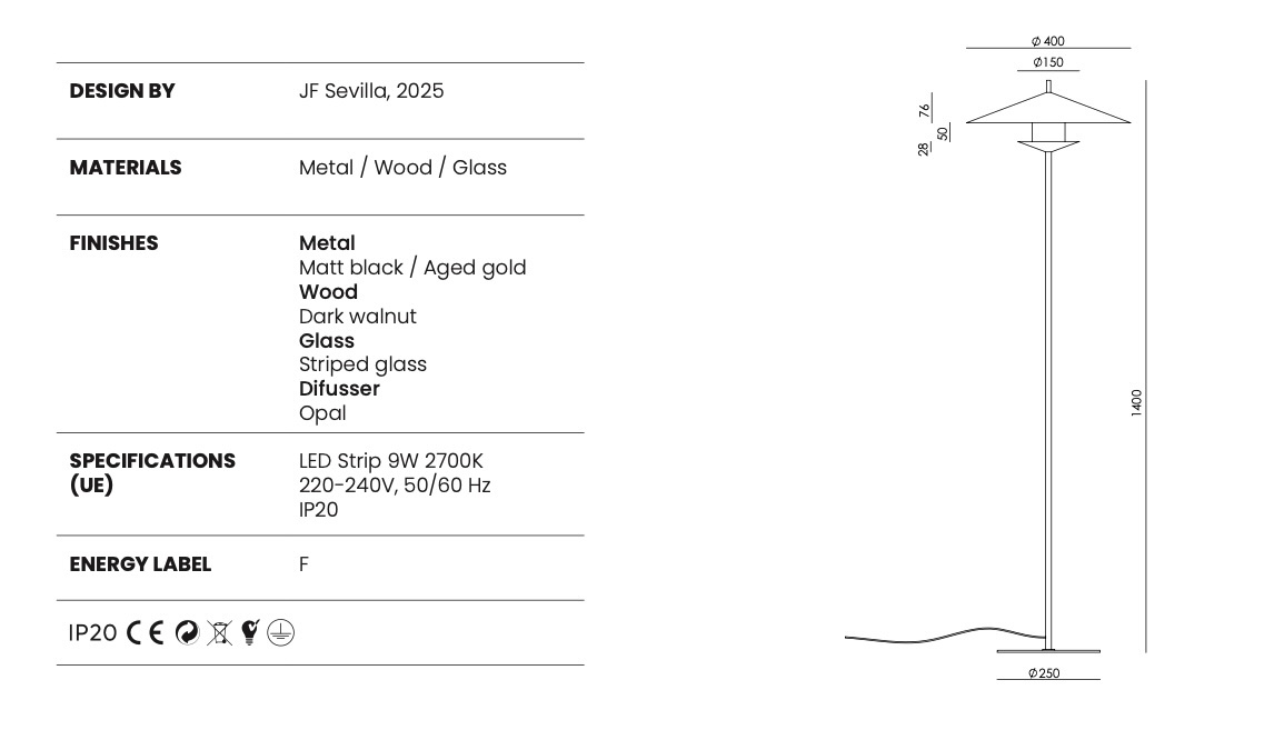 Aromas :: Lampa podłogowa Gehit wys. 140 cm czarna