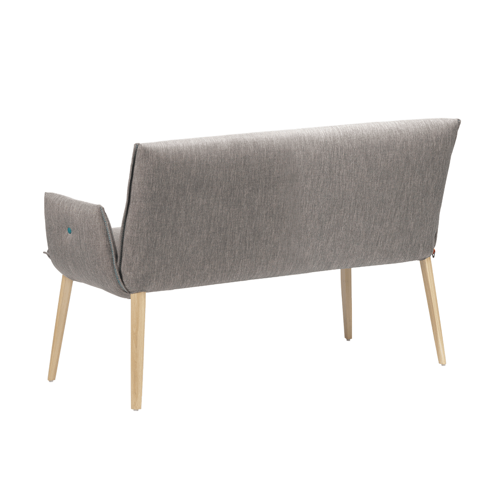 Mobitec :: Soda B24 2-seater upholstered sofa/bench, width 132 cm, gray, with wooden legs