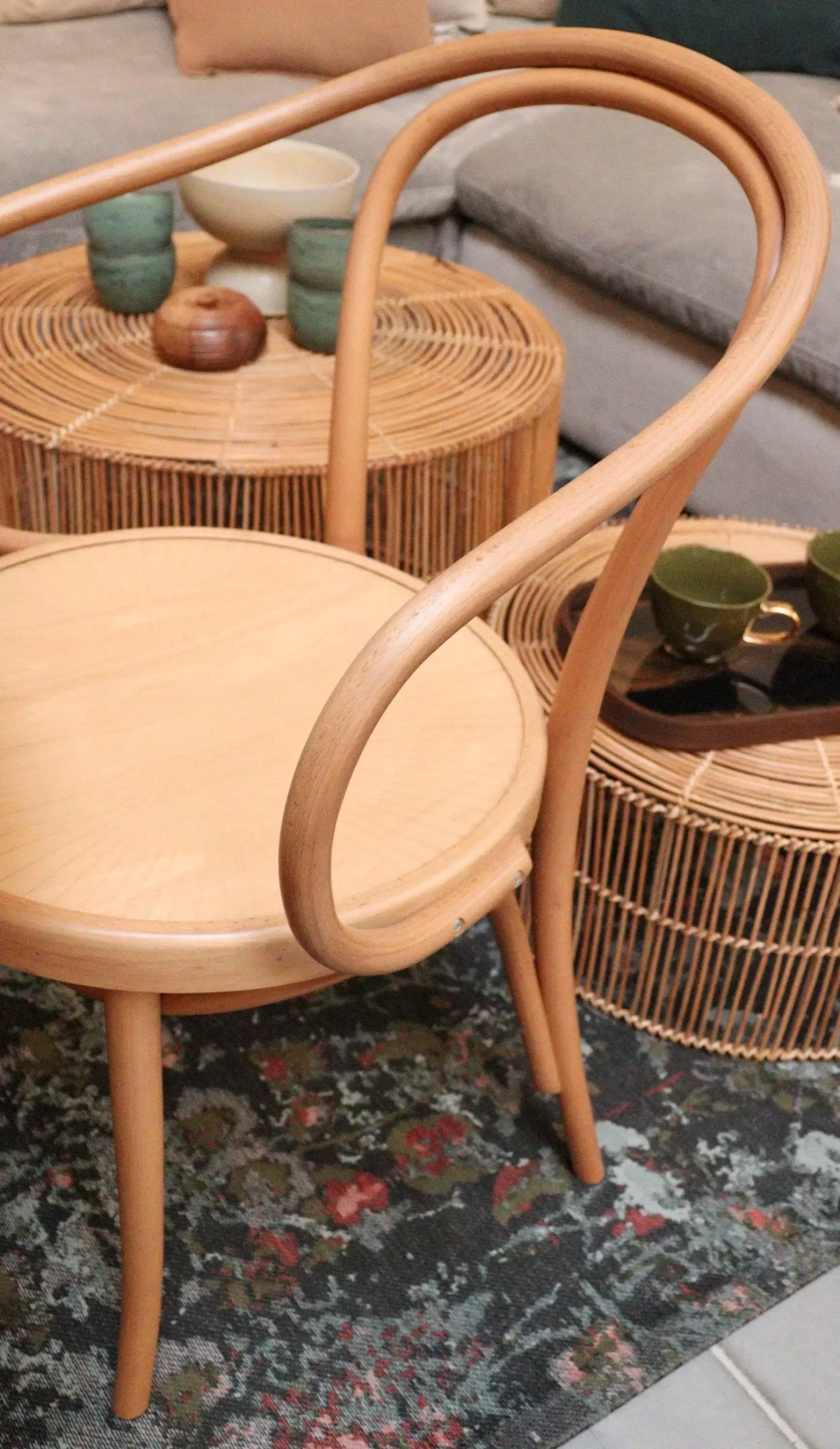 Fameg :: Wooden armchair B-9, natural beech with relief